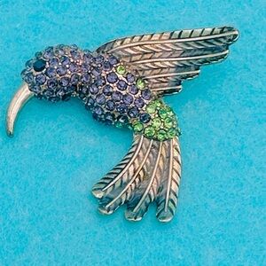 Anne Klein Hummingbird Crystal Brooch